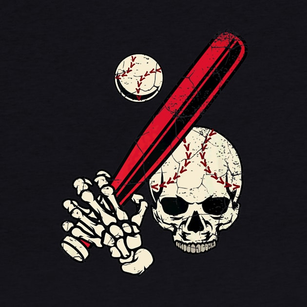 Baseball Skull Bat and Ball by Watermelon Wearing Sunglasses